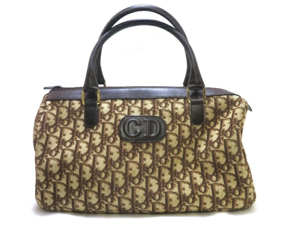 Christian Dior Trotter handbag dark brown Beige Cream
